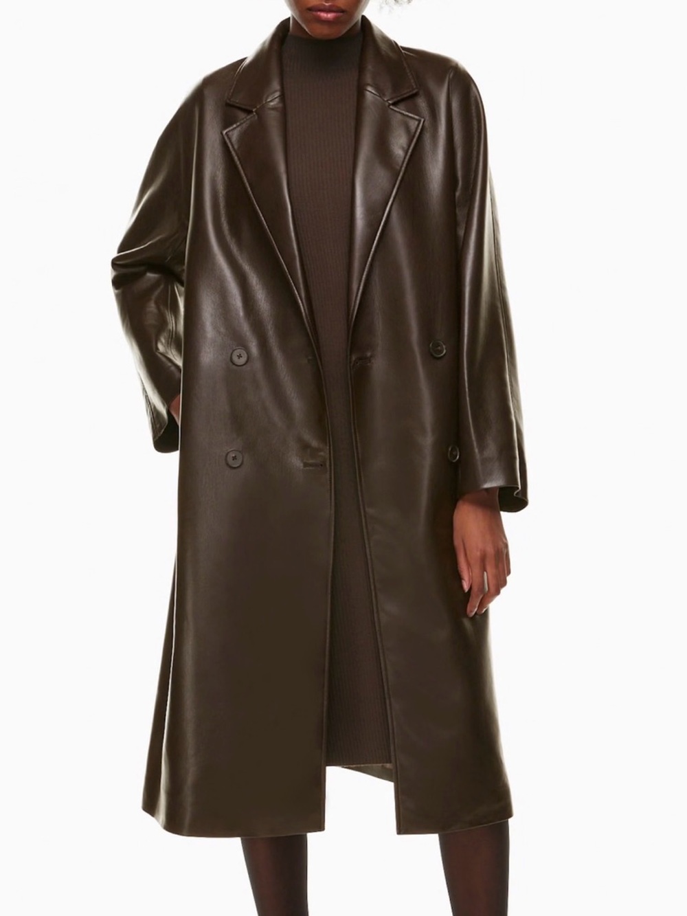 Aritzia Vegan Leather Slouch Coat